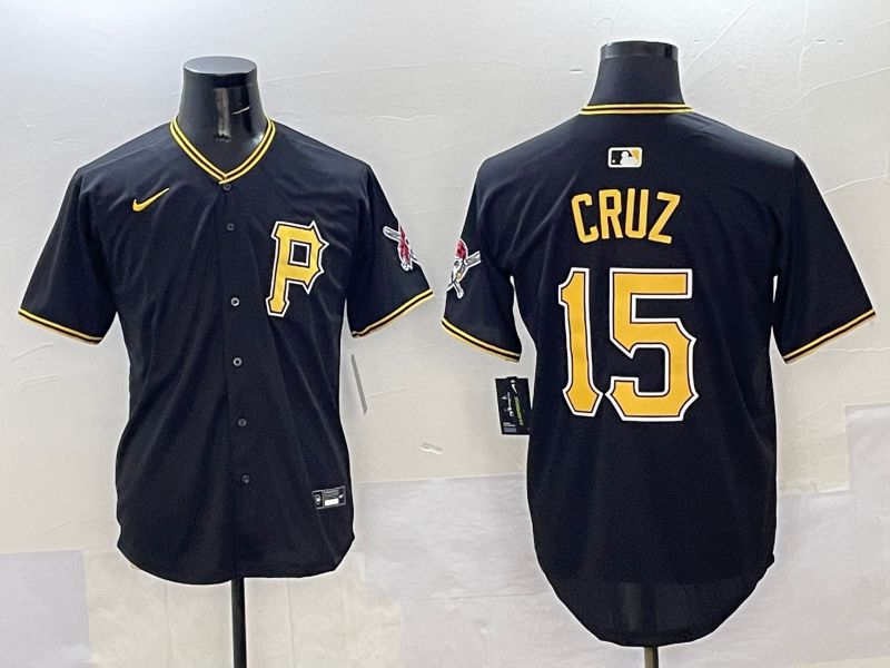 Men Pittsburgh Pirates 15 Cruz Black Game 2025 Nike MLB Jersey style 1